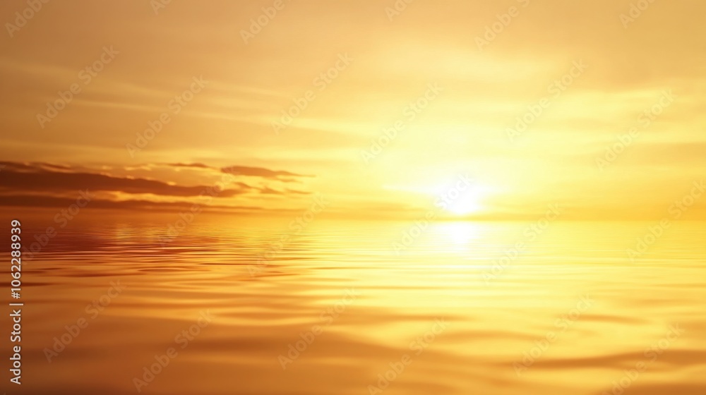Vibrant sunset with a golden sky and a calm, reflective ocean Vibrant sunset with a golden sky and a calm, reflective ocean