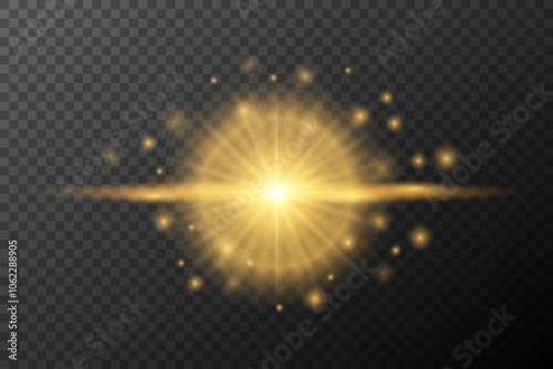 Light effect Golden isolated flare explosion shiny dust line solar flare spark star neon light, vector effect	
