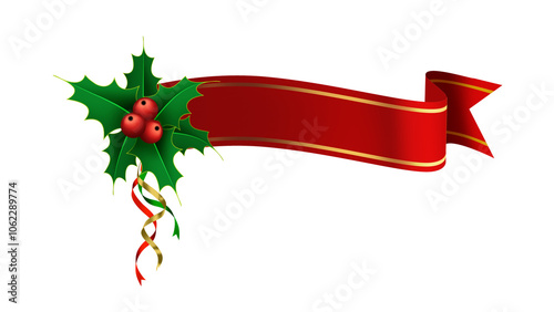 Christmas Banners and Ribbons Elements with Christmas Decoration Elements. photo