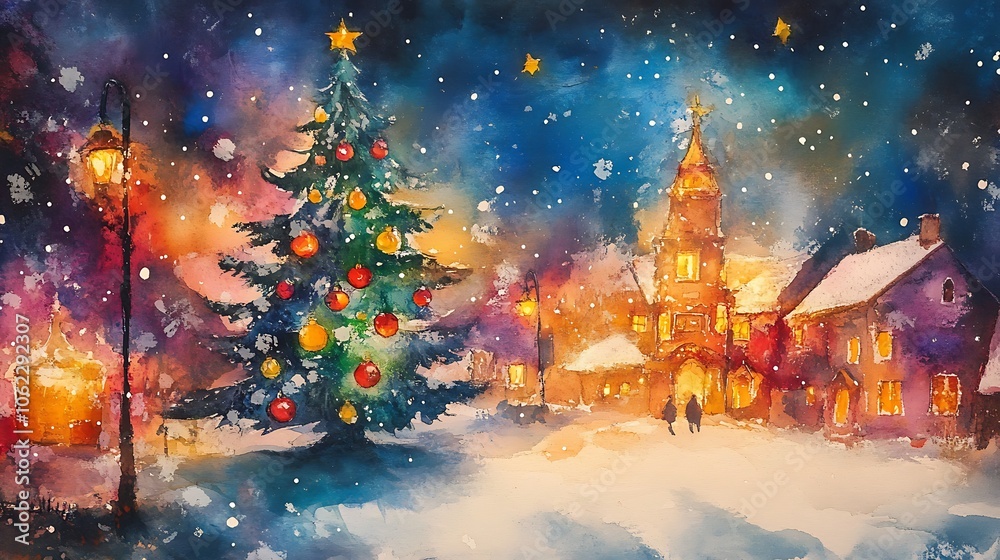 Obraz premium New Year artistic watercolor background in rich colors