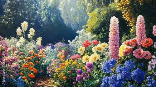 garden with flowers in the lown. photo