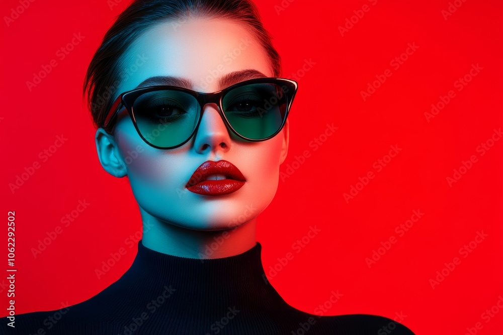 Capture Portrait, Gel Lighting, Vivid Palette: Artistic Fashion, Vibrant Style 