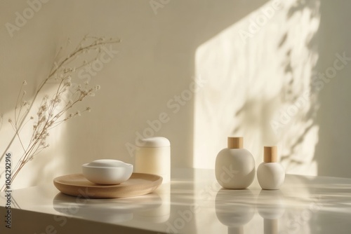 Serene Spa Skincare Product Arrangement on Tabletop