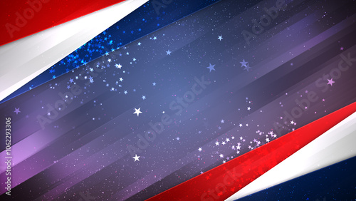 US Patriotic Background with Red Blue White Stripes and Stars