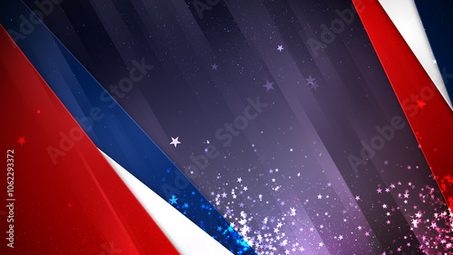 US Patriotic Background with Red Blue White Stripes and Stars