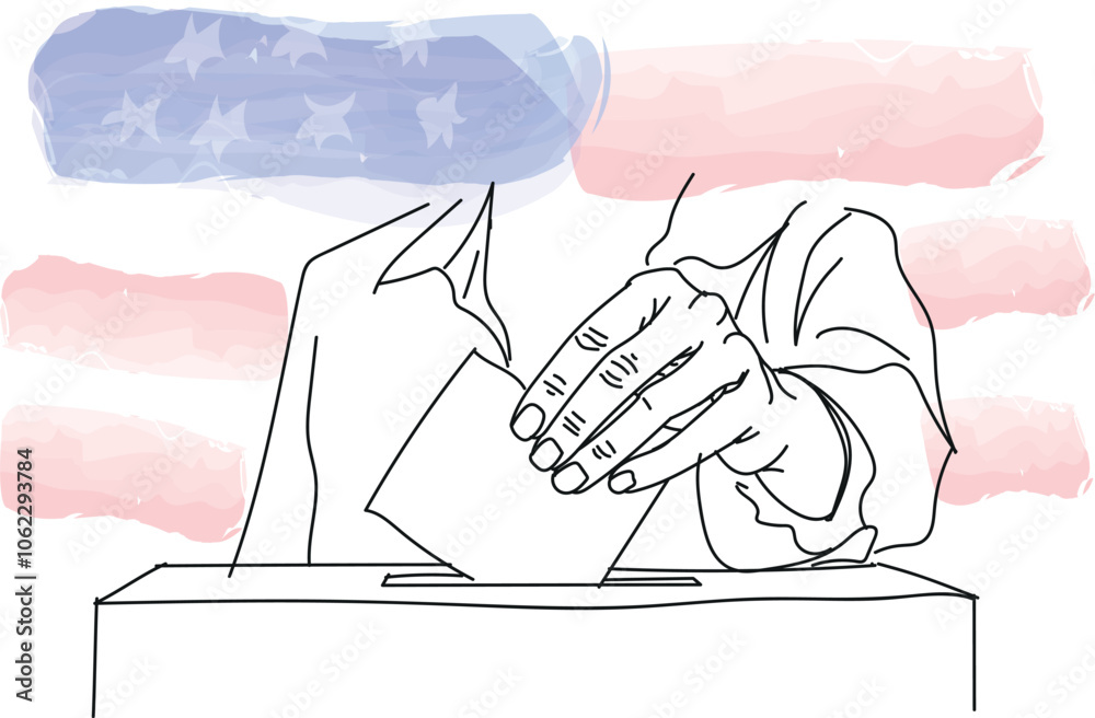 American presidential elections. A hand throwing in a voting card - vector illustration
