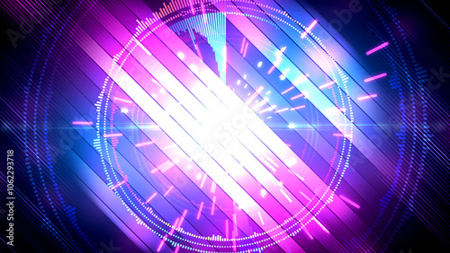 Party Background With Strobe Lights and Audio Spectrum and Streaks