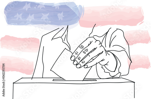 Obraz na płótnie American presidential elections. A hand throwing in a voting card - vector illustration w salonie