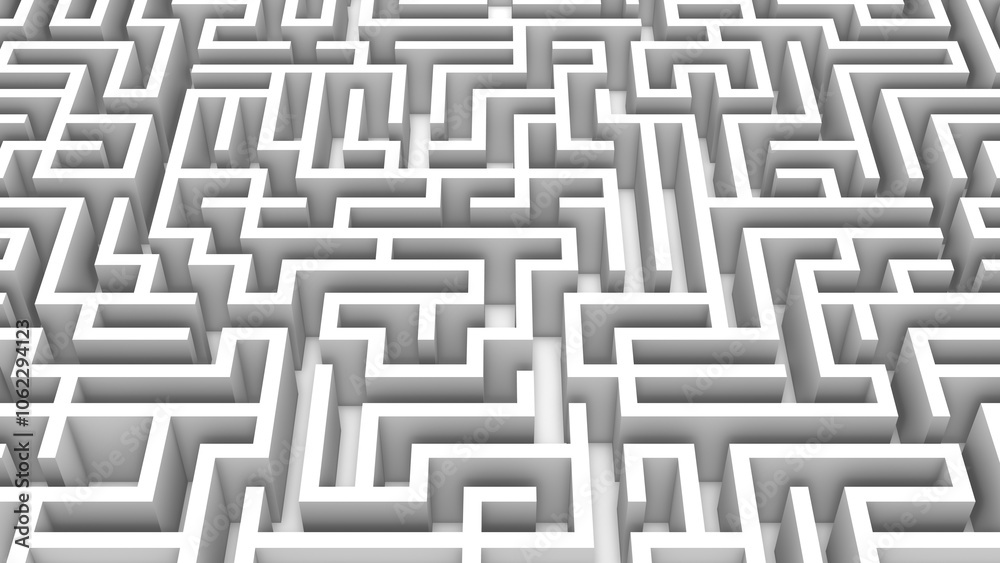 Puzzle Rectangular Maze Background in 3D Geometry in White Color Puzzle Rectangular Maze Background in 3D Geometry in White Color