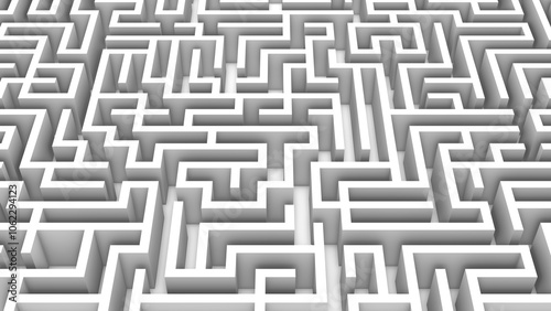 Puzzle Rectangular Maze Background in 3D Geometry in White Color