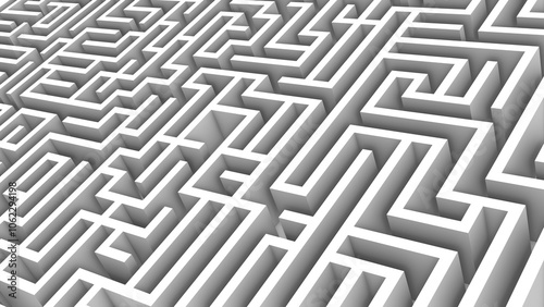 Puzzle Rectangular Maze Background in 3D Geometry in White Color