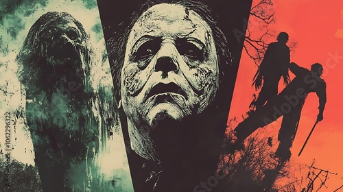 Halloween vintage film poster designs featuring classic horror movies
