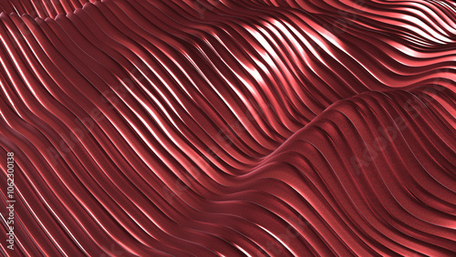 Brushed Reflective Reddish Metallic Waves Abstract Background