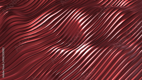 Brushed Reflective Reddish Metallic Waves Abstract Background