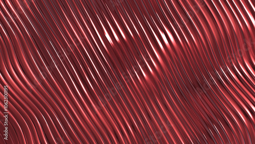 Brushed Reflective Reddish Metallic Waves Abstract Background