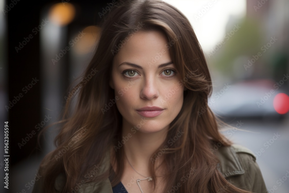 Portrait of a beautiful young woman with green eyes and straight hair Portrait of a beautiful young woman with green eyes and straight hair
