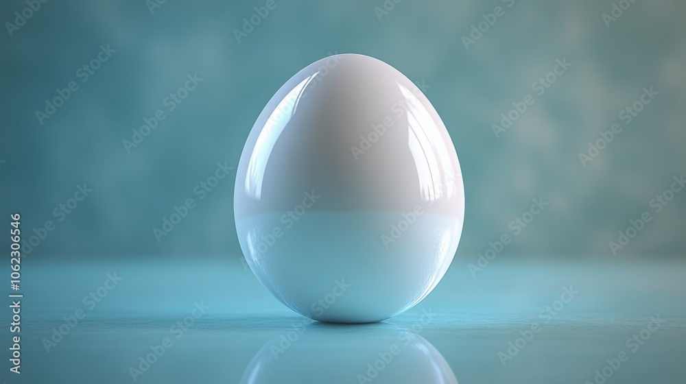 A Stunning White Egg on a Vibrant Blue Background for Culinary and Decorative Use Cases A Stunning White Egg on a Vibrant Blue Background for Culinary and Decorative Use Cases