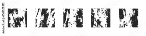 Rough Expressive Paint Hand Drawn Grunge Seamless Texture Vector Set Black White Abstract Background. Handdrawn Grungy Worn Shabby Endless Pattern Design Elements Collection. Painted Art Illustration