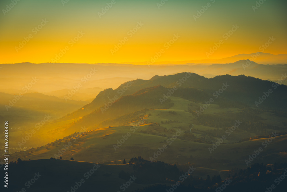 Zachód słońca z Wysokiej, Pieniny