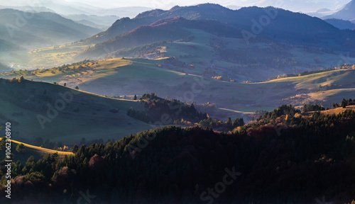 Zachód słońca z Wysokiej, Pieniny