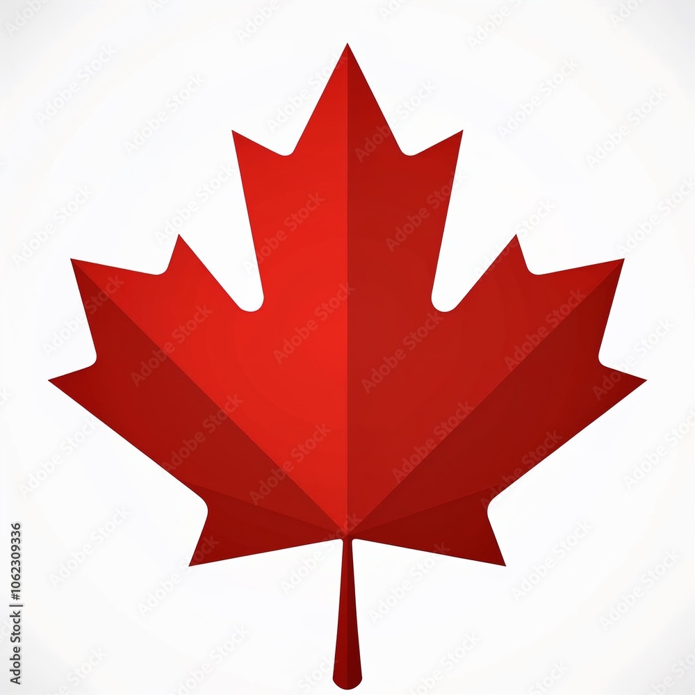 Red maple leaf on a white background showcasing Canadian symbol and simplicity Red maple leaf on a white background showcasing Canadian symbol and simplicity