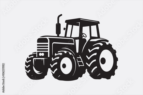 A black vector of a tractor silhouette.