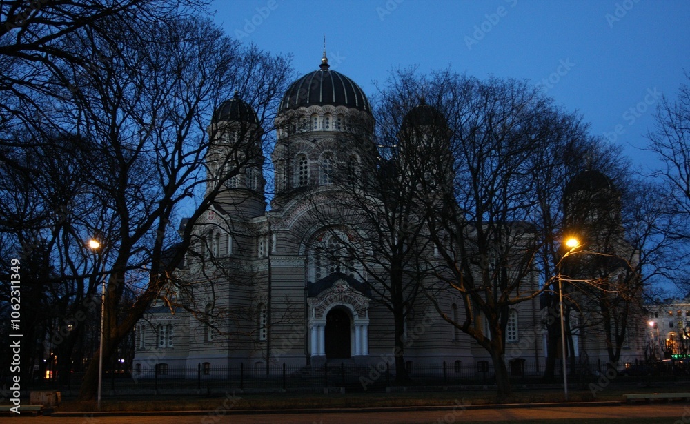 Orthodox cathedral at sunrise. Orthodox cathedral at sunrise.