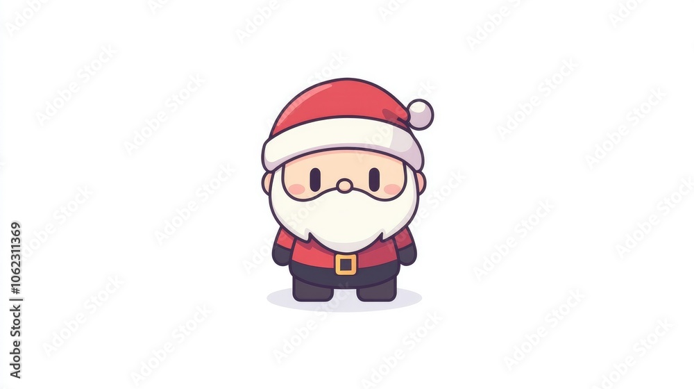 Cute Christmas character Santa Claus in red coat and hat Cute Christmas character Santa Claus in red coat and hat