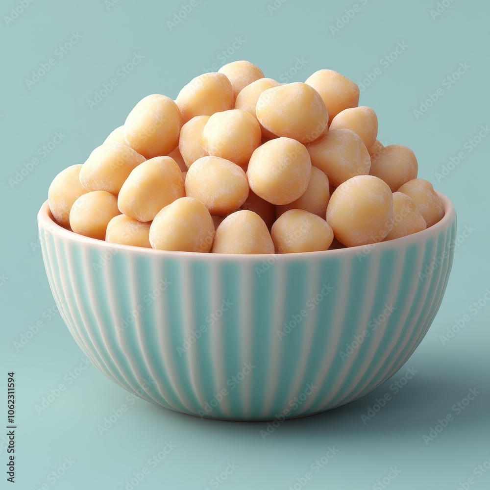 Delightful Pearl-Like Macadamia Nuts in a Pastel Bowl Delightful Pearl-Like Macadamia Nuts in a Pastel Bowl