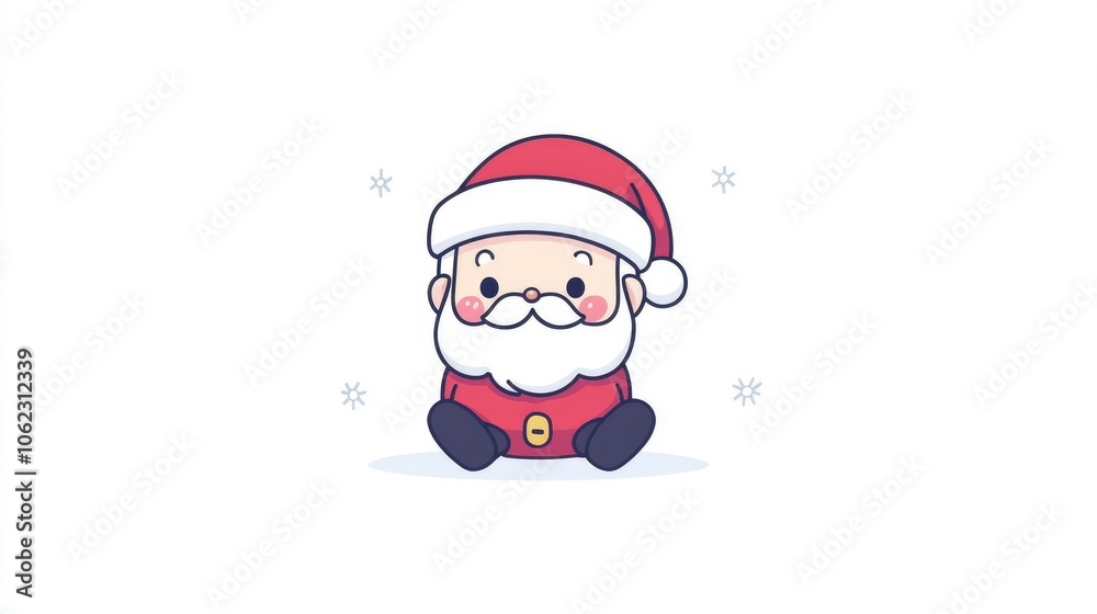 Cute Christmas character Santa Claus in red coat and hat Cute Christmas character Santa Claus in red coat and hat