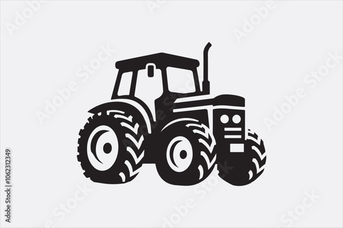 A black vector of a tractor silhouette.