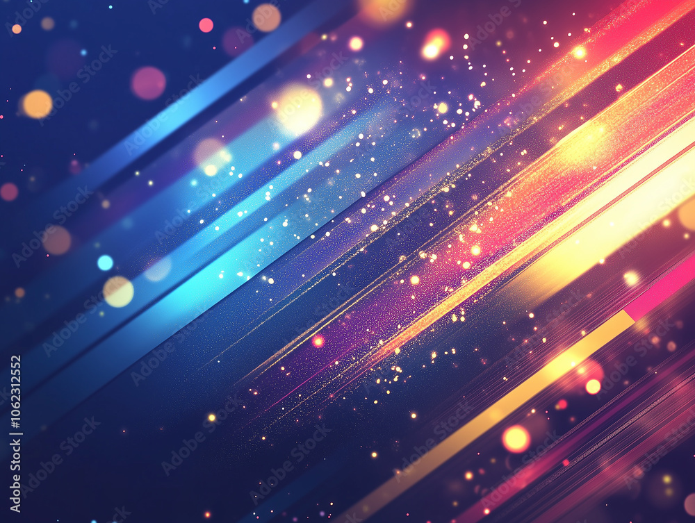 Obraz premium Vibrant abstract background with dynamic lines and sparkling bokeh effects created using bright colors and light for a modern aesthetic