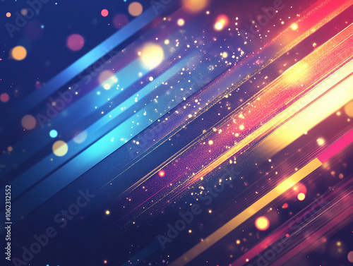 Vibrant abstract background with dynamic lines and sparkling bokeh effects created using bright colors and light for a modern aesthetic photo