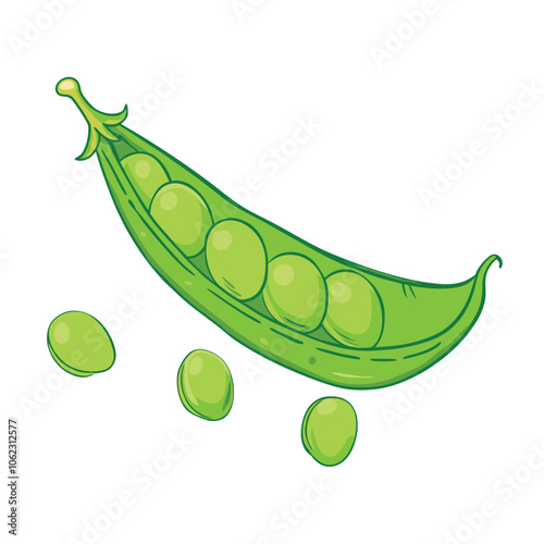 Vector Cartoon Green Peas Pod illustration