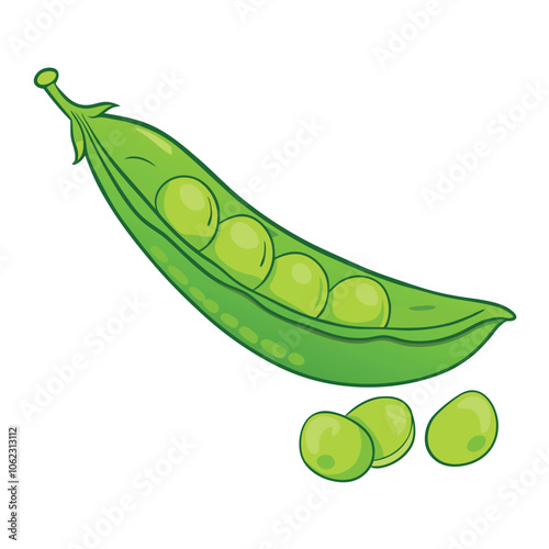 Vector Cartoon Green Peas Pod illustration