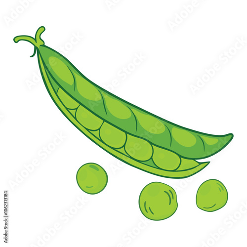 Vector Cartoon Green Peas Pod illustration
