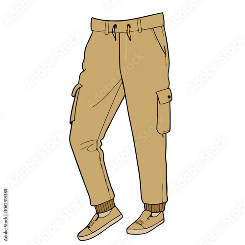 Vector Cartoon Light Brown Jogger Pants illustration