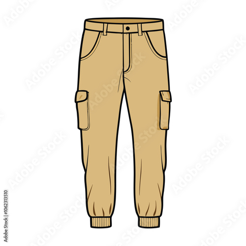 Vector Cartoon Light Brown Jogger Pants illustration