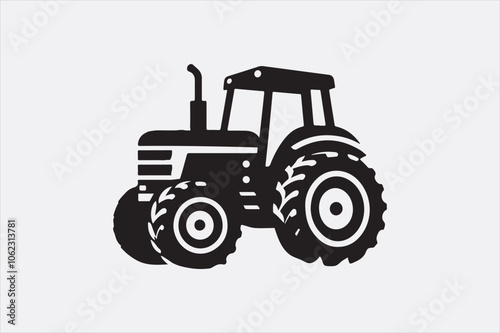 A black vector of a tractor silhouette.