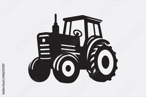 A black vector of a tractor silhouette.