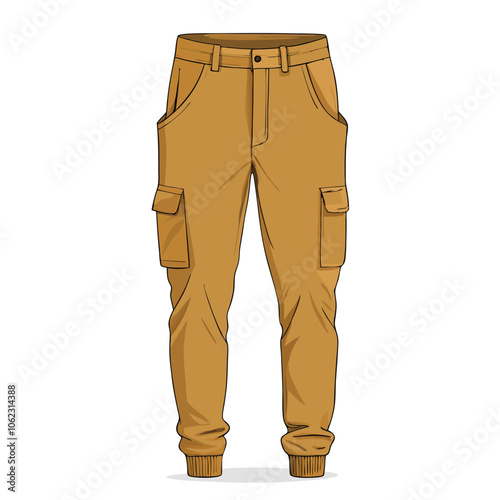 Vector Cartoon Light Brown Jogger Pants illustration