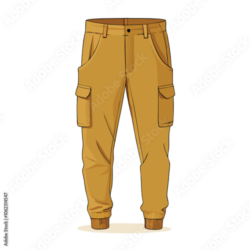 Vector Cartoon Light Brown Jogger Pants illustration