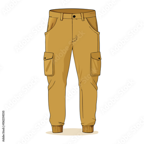 Vector Cartoon Light Brown Jogger Pants illustration