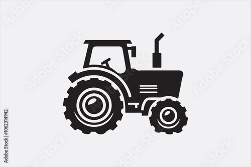 A black vector of a tractor silhouette.