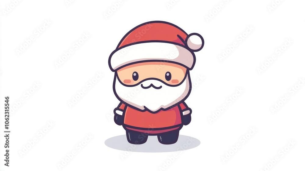 Cute Christmas character Santa Claus in red coat and hat Cute Christmas character Santa Claus in red coat and hat