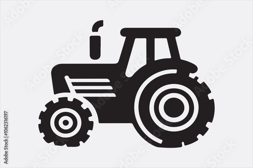 A black vector of a tractor silhouette.