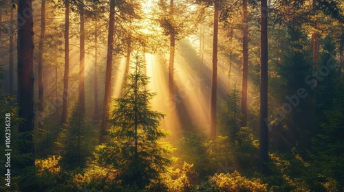 Sunbeams Through the Trees