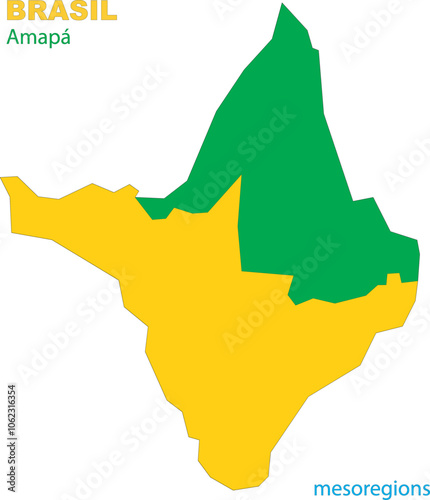 Map of the territory of the state of Amapa with divisions by highlighted mesoregions, vector with simple lines of political divisions photo