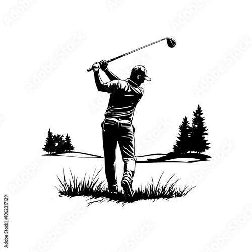 golfer putting on a course