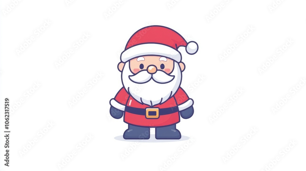 Cute Christmas character Santa Claus in red coat and hat Cute Christmas character Santa Claus in red coat and hat